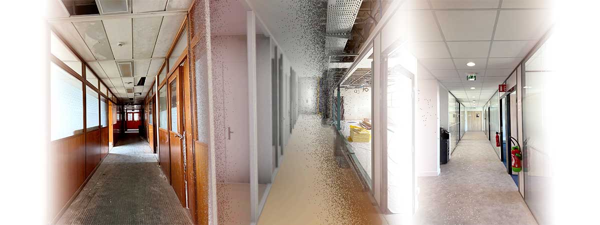 Avant après travaux de réaménagement des bureaux by Axéo FM